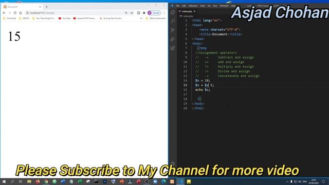 How to use Assignment Operators in  PHP l Learn PHP | Asjad chohan | Lesson No 11 Urdu/hindi