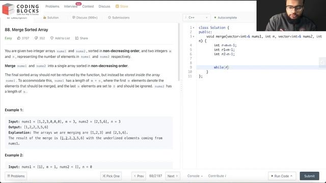 88. Merge Sorted Array Leetcode Problem | Solution with Explanation | DSA Problem Series
