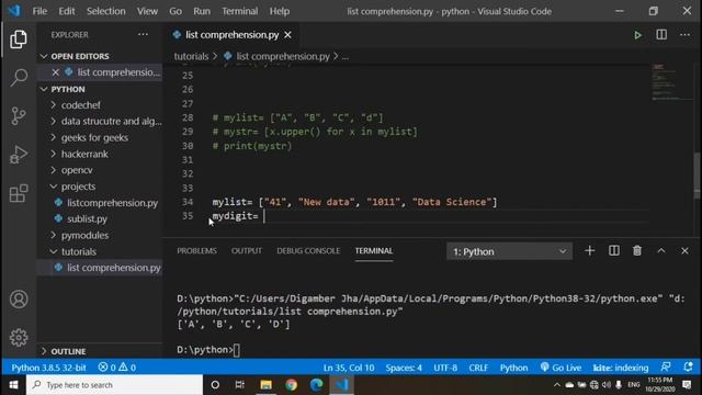 List comprehension in python || python tutorial || codin India
