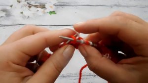 Двухцветный узор спицами Клетка | Ленивый жаккард