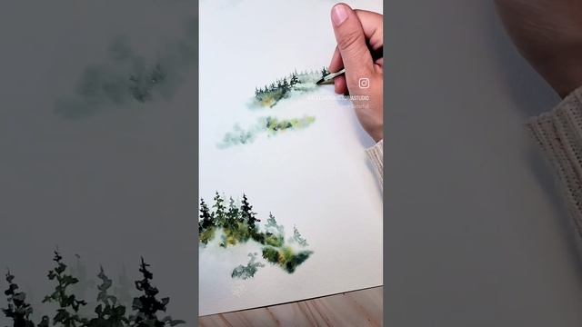 Learn to paint misty tree's like a pro? #learntopaint #watercolorpainting #tree #pnwonderland #art