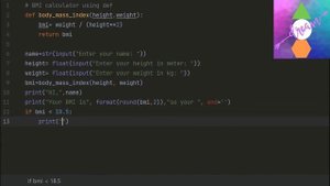 BMI || Body Mass Index calculator|| python code tutorial