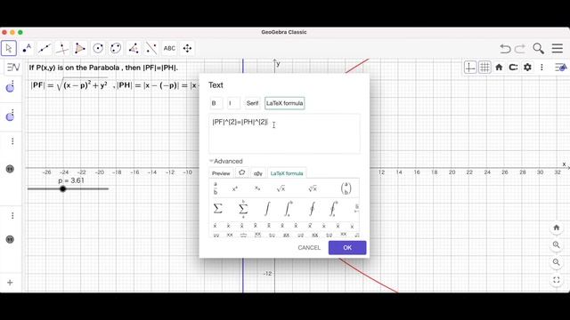How to draw the graph of Parabola with GeoGebra classic6 part1.