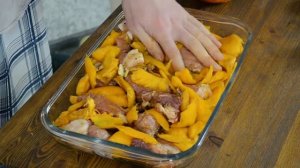 Тыква с мясом и чесноком