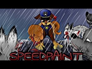 Chase saves Skye from the wolves_PAW Patrol-Fanart (SpeedPaint)