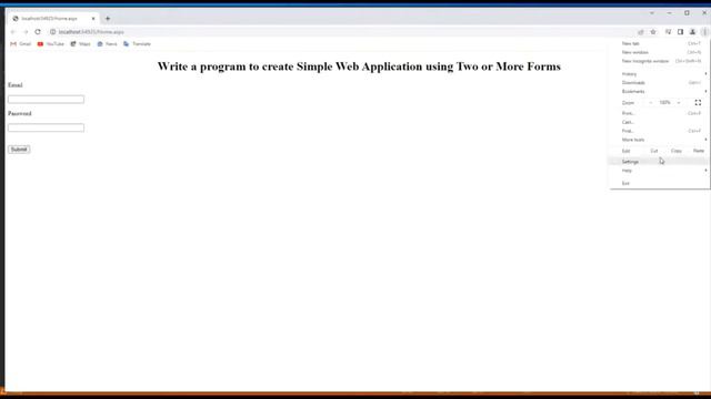 Write a program to Create Simple Web Application using two or more web form in Asp .NET C#