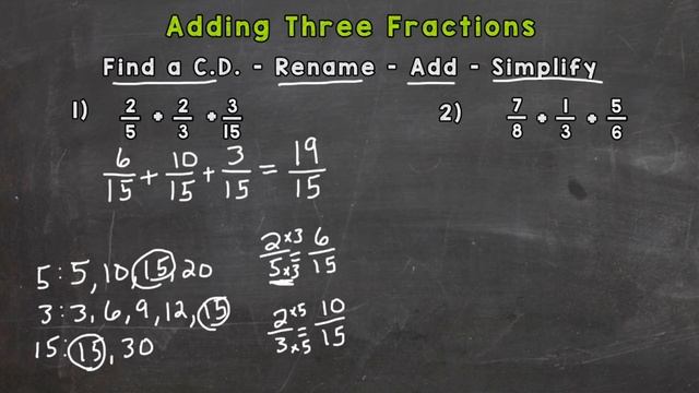 How to Add Three Fractions with Unlike Denominators | Math with Mr. J смотреть онлайн