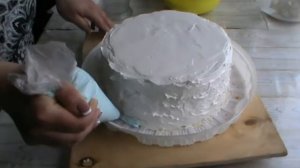 Наипростейшее оформление торта на рождение мальчика!!! Белково-заварной крем!!! Торт с пинеточками