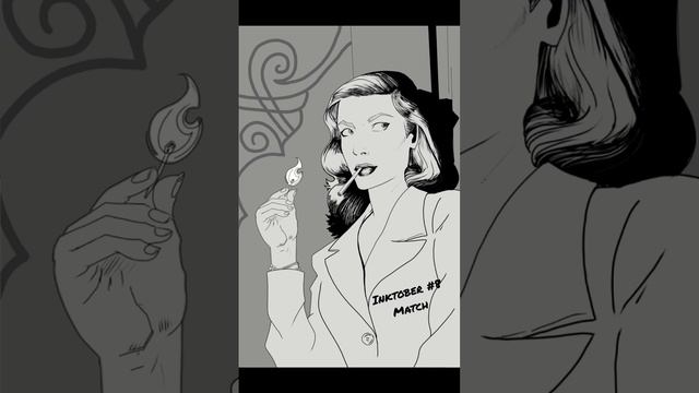 Inktober Day 8 Match #inktober #inktober2022 #filmnoir #classichollywood #LaurenBacall #drawing LP