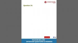 Telecom Billing Interview Questions and Answers 2019 Part-2 | Telecom Billing | Wisdom IT Services