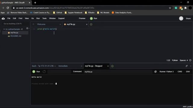 Working with Python in AWS Cloud9 IDE
