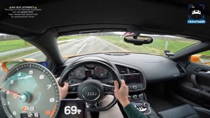 430HP Audi R8 4.2 V8 FACELIFT *MANUAL* POV on AUTOBAHN by AutoTopNL