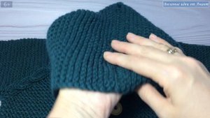 Вязаный кардиган пальто спицами реглан сверху "Зеленка"