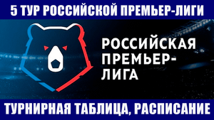 Футбол. Российская футбольная премьер-лига 5 тур. Расписание всех матчей. Турнирная таблица.
