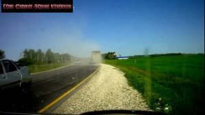 Driver just misses death after close call with oncoming 18 wheeler truck