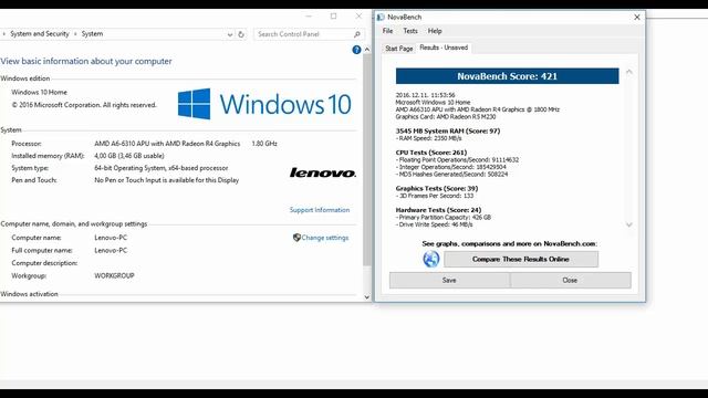 redigitt #127 Lenovo G50 45 80E3 benchmark with NovaBench смотреть онлайн
