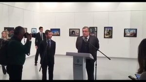 Новое видео покушения на посла России в Турции