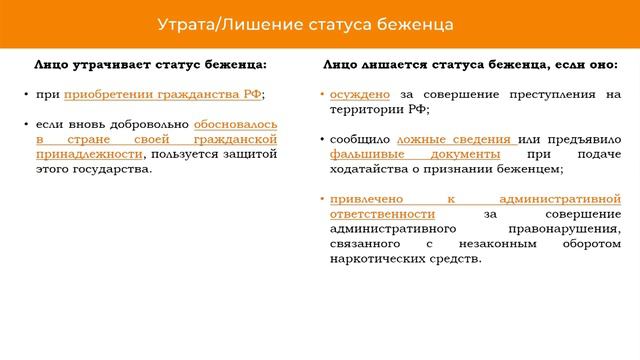 Правовое положение беженцев и лиц ищущих убежище