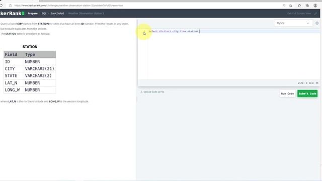 Hackerrank Weather Observation Station 3 solution | Select distinct Function | Start-Tech Academy смотреть онлайн