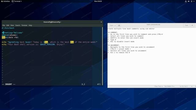 How to create multiple line Bash Script comment with VIM editor смотреть онлайн