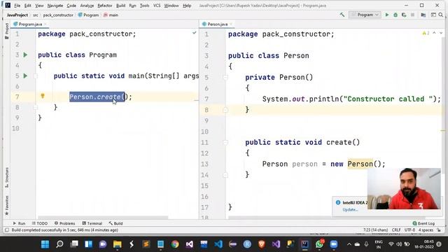 Java Constructor(Default and Parameterized) with Getter and Setter