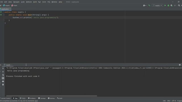 java class name supply and input output class in java in INTELLIJ IDEA