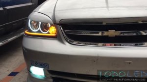 CHEVROLET OPTRA RETROFIT HEADLIGHTS LED   OJOS DE ANGEL / ANGEL EYES / LED RUNNING SECUENCIAL