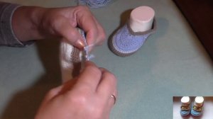 Нежные тапочки крючком на ножку 14 см