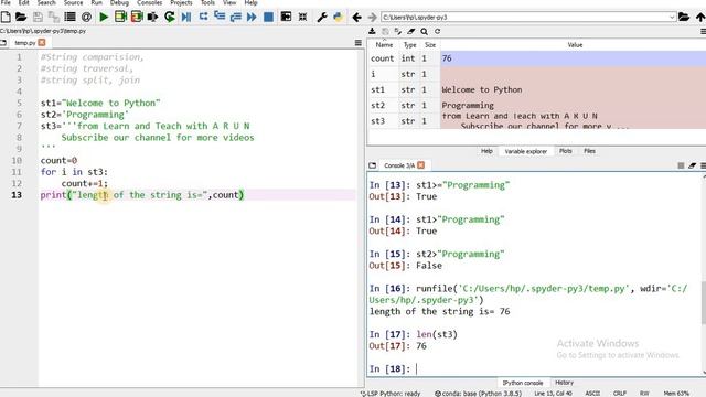 #PythonInTamil #30  | #StringCompare #StringTraversal #join() #split() | #PythonProgrammingInTamil