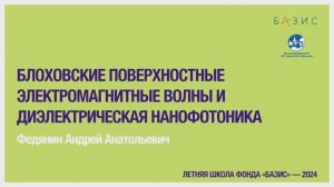 А.А. Федянин  Блоховские поверхностные электромагнитные волны и диэлектрическая нанофотоника