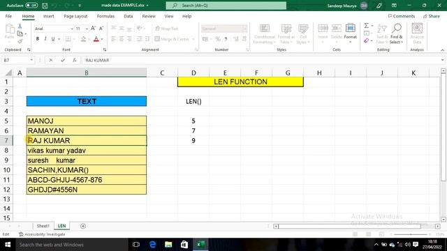 LEN Formula। MS excel full tutorials। Microsoft Excel 2022। Once More Try Done। Len function