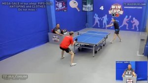 Умная атака быстрым топспином по месту: Матвеев Денис, точный топспин справа и слева