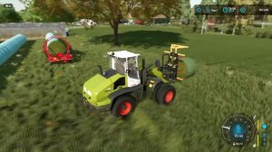 Picking up and wrapping grass bales, new big plow | Elmcreek | Farming simulator 22 | Timelapse #56