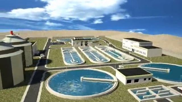 Очистные сооружения канализации. Общий вид.