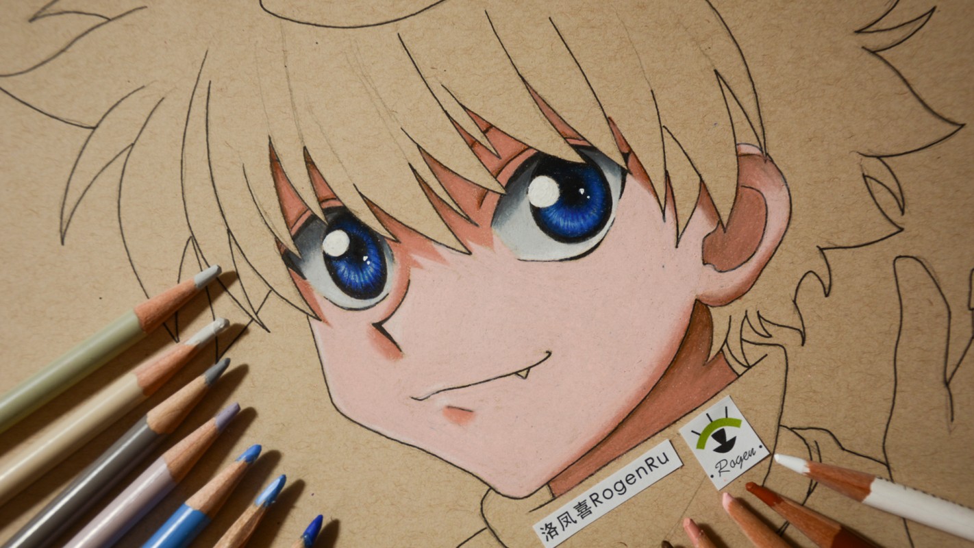 How to draw Killua_Zoldyck_Hunter with colored pencils