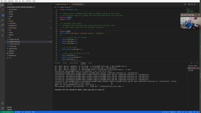 Example Assignment Workflow with VSCode Dev Containers