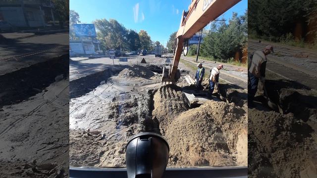 Будни экскаваторщика, обсыпаем колодец