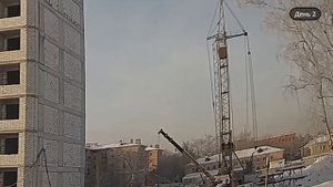 Башенный кран КБ-405.  Наращивание, подъём стрелы.