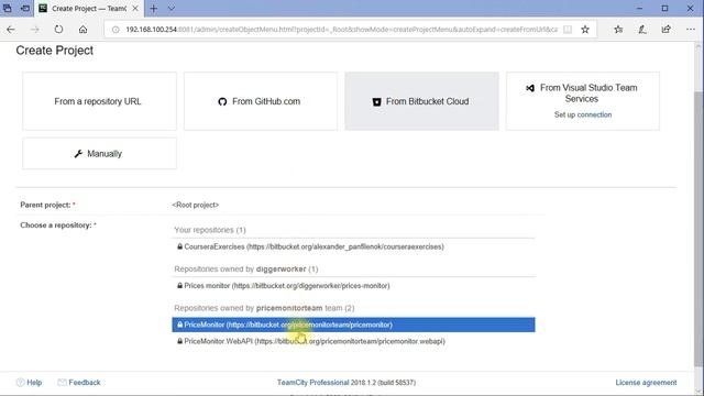 1. Создание проекта в TeamCity
