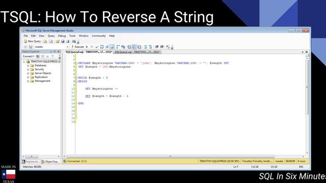 TSQL: How To Reverse A String