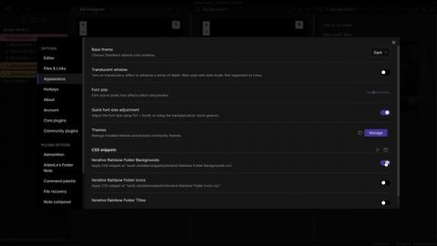 Obsidian - Coloured Folders