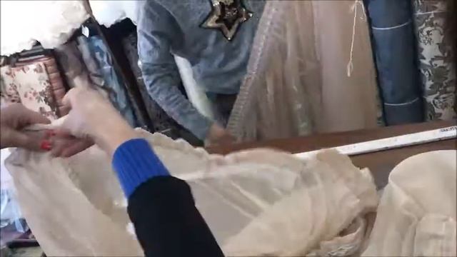Пердета и завеси - набор 1:2 на перде ушито по поръчка от бежов воал с универсална лента перделък