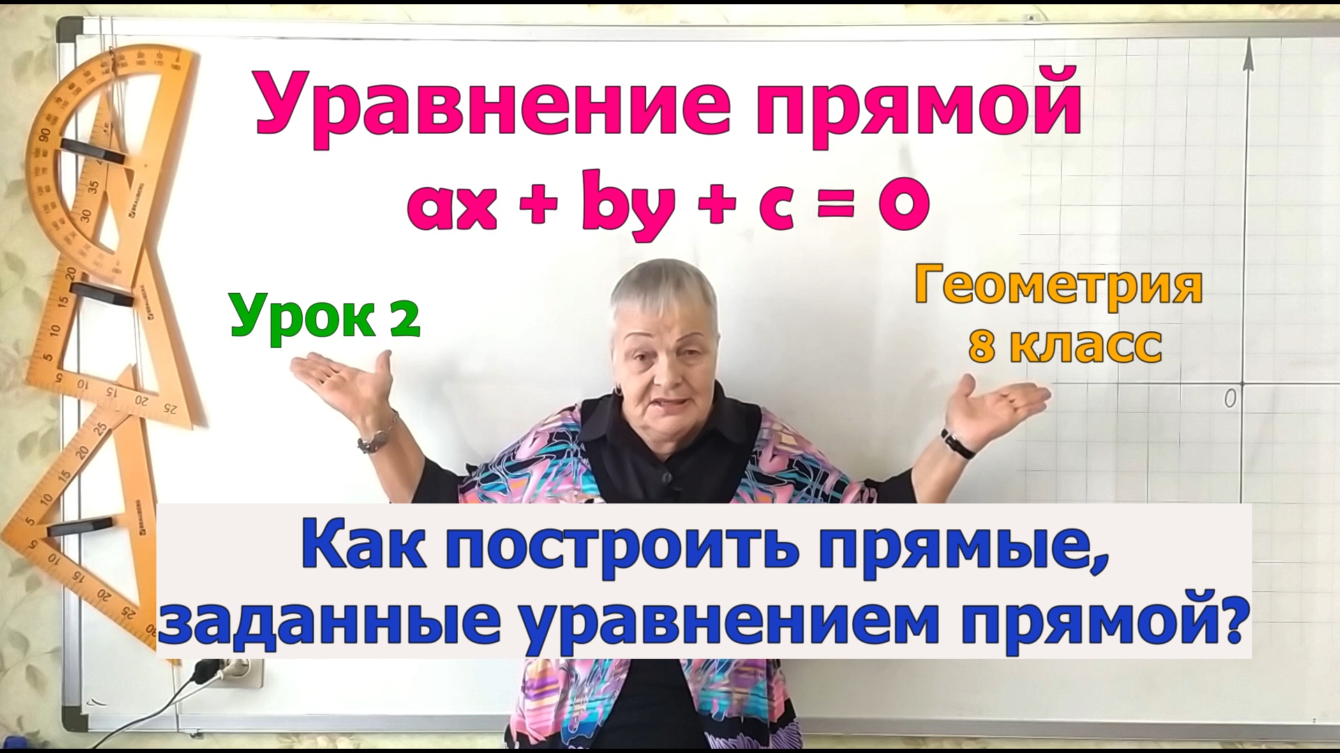 Как построить прямую, заданную уравнением. Частные случаи уравнения прямой. Урок 2. Геометрия 8