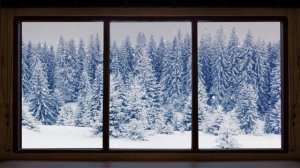 4K HDR 10 hours - Snowing Outside Window - relaxing, gentle, calming