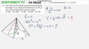 49-DARS 4-QISM Piramidaning hajmi.