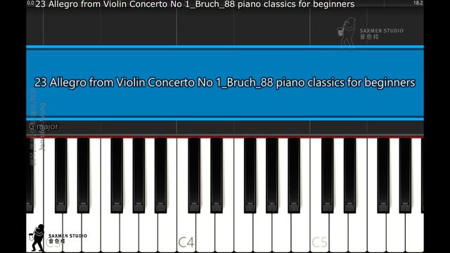 23 Allegro from Violin Concerto No 1 Bruch 88 piano classics for beginners смотреть онлайн