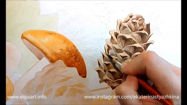 Как рисовать кедровую шишку акварелью смотреть онлайн
