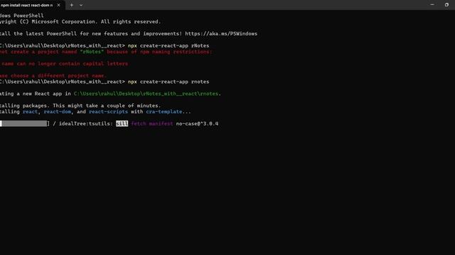 Create React App  Windows PowerShell 2023 setup