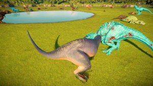 Jurassic World Evolution 2 Rexy Color Pack vs I-Rex, Spinosaurus, All Carnivores Dinosaurs Fighting
