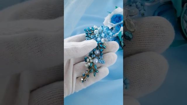 Bridal hair vine/ wedding hair vine/ веточка для волос/ веточка из бусин / blue hair jewelry